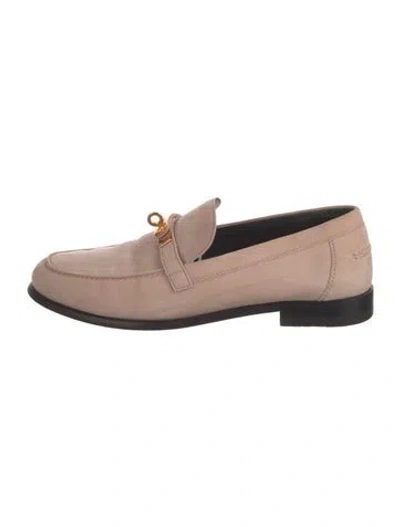 Pre-owned Hermes Destin Suede Loafers In Pink