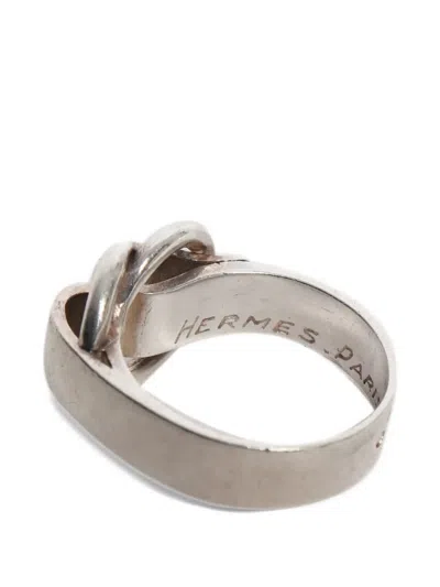 Pre-owned Hermes Deux Anneaux Ring In Silver