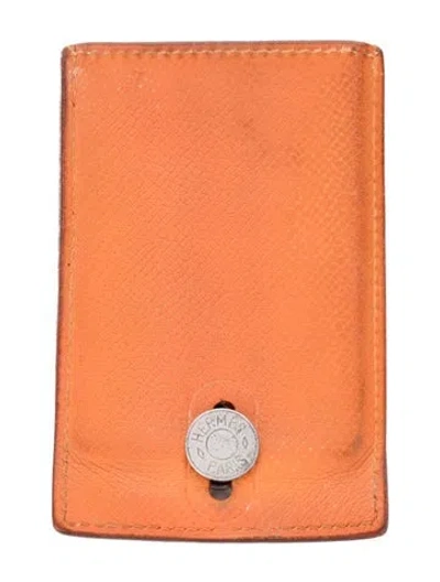 Pre-owned Hermes Diabolo Cardholder In Orange