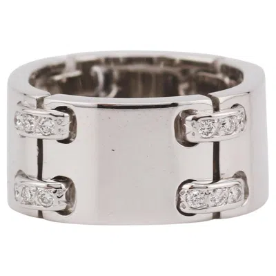 Pre-owned Hermes Diamond 18k White Gold Band Ring Size 6 52
