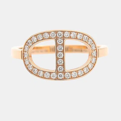 Pre-owned Hermes Hermès Diamond Chandal Contour Ring Eu 52 In Multi