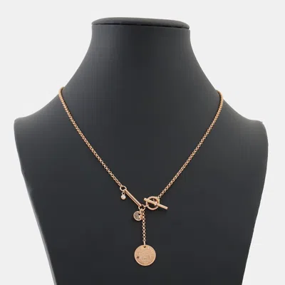 Pre-owned Hermes Hermès Diamond Ex-libris Necklace In Multicolor
