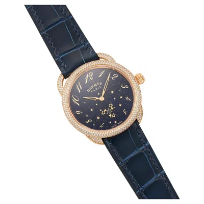 Pre-owned Hermes Diamond Gold Etoilee Automatic Watch 34mm W Aventurine Stars Dial - New In Multi