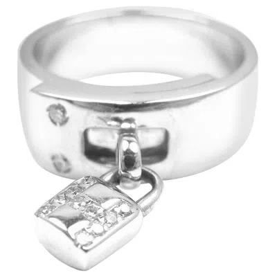 Pre-owned Hermes Hermès Diamond H Lock White Gold Band Ring