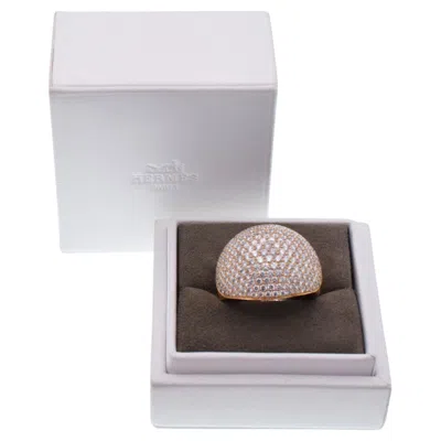 Pre-owned Hermes Hermès Diamond Pave Set Bombe Ring In Multi