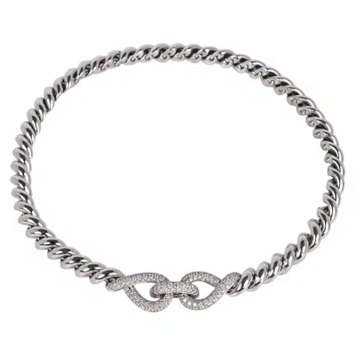 Pre-owned Hermes Diamond Torsade Necklace 18k White Gold Necklace