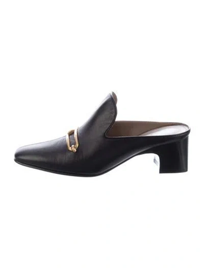 Pre-owned Hermes Diane Leather Mules In Black