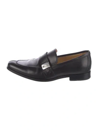 Pre-owned Hermes Diary Calfskin Dress Loafers In Black