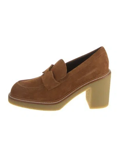 Pre-owned Hermes Didi 70 H Logo Pumps In Brown
