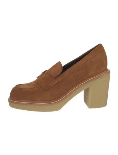 Pre-owned Hermes Didi 70 Suede Pumps In Brown