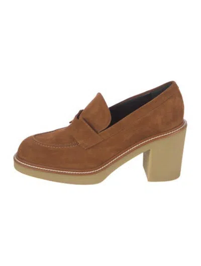 Pre-owned Hermes Didi 70 Suede Pumps In Brown
