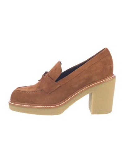 Pre-owned Hermes Didi 70 Suede Pumps In Brown