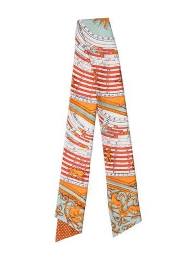 Pre-owned Hermes Dies Et Hore Maxi Silk Twilly Scarf In Orange