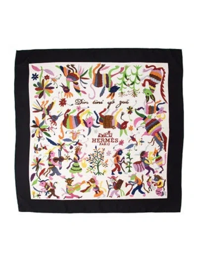 Pre-owned Hermes Din Tini Yä Zuë Silk Scarf In Blue