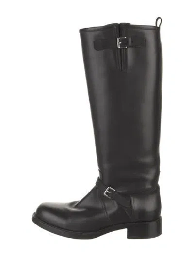 Pre-owned Hermes Distance Leather Riding Boots In Black