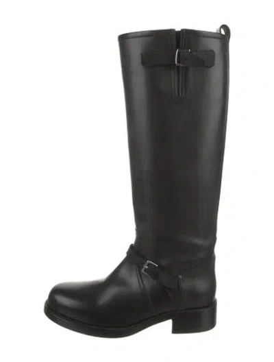 Pre-owned Hermes Distance Leather Riding Boots In Black