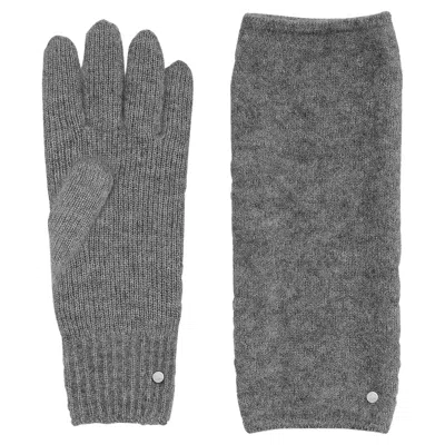 Pre-owned Hermes Diva Glove And Mitten Set In Gris Cashmere / Silk M In Gray