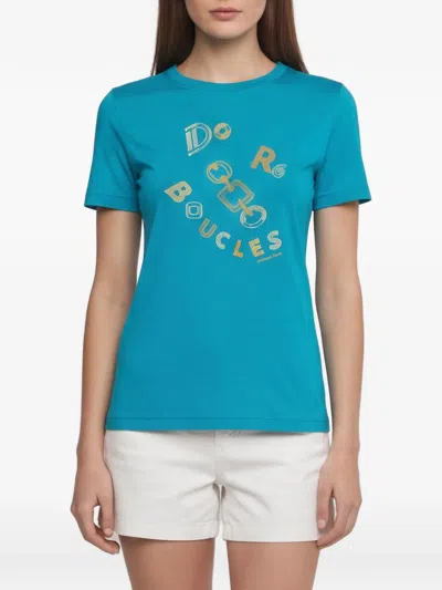 Pre-owned Hermes Do Re Boucles Graphic T-shirt In Blue
