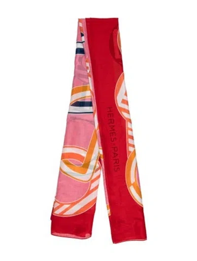 Pre-owned Hermes Do Re Boucles Pareo In Red