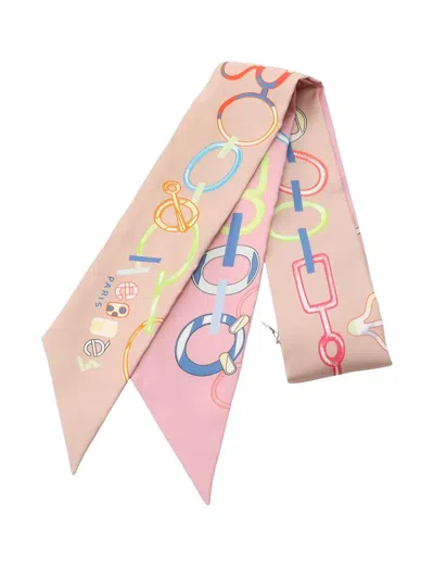 Pre-owned Hermes Do Re Boucles Scarf In Pink