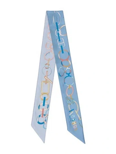 Pre-owned Hermes Do Re Boucles Silk Twilly Scarf In Blue