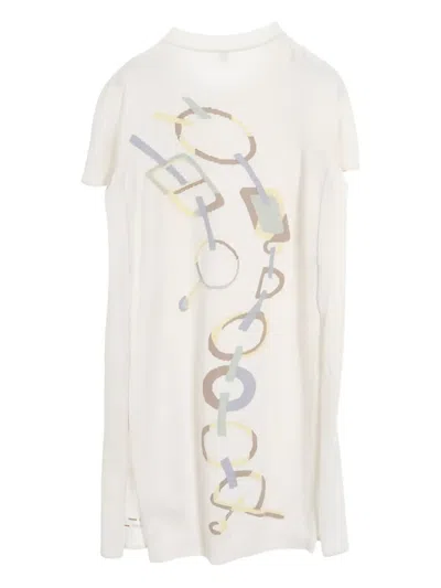 Pre-owned Hermes Do Re Boucles Twill Dress In White