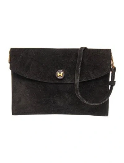 Pre-owned Hermes Doblis Pochette Rio W/ Strap In Black