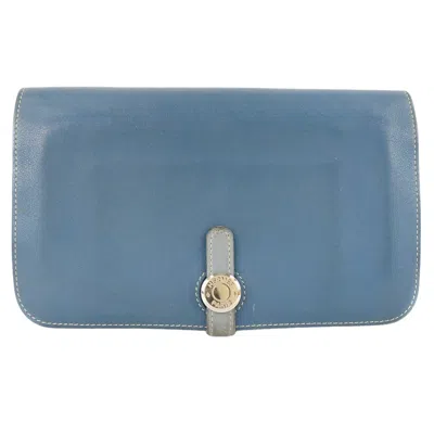 Pre-owned Hermes Hermès Dogon Blue Leather Wallet  ()