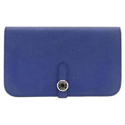 Pre-owned Hermes Hermès Dogon Blue Leather Wallet  ()