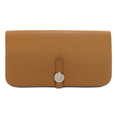 Pre-owned Hermes Dogon Brown Long Wallet (bi-fold) ()