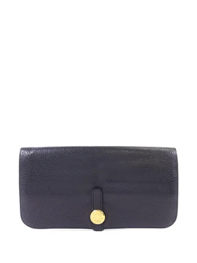 Pre-owned Hermes Dogon Clemence Wallet In Black
