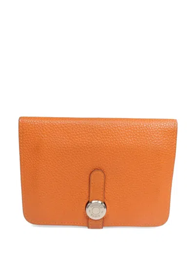 Pre-owned Hermes Dogon Compact Wallet In Orange
