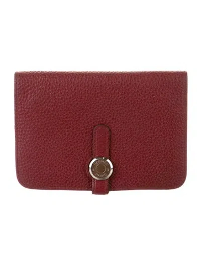Pre-owned Hermes Dogon Compact Wallet In Red