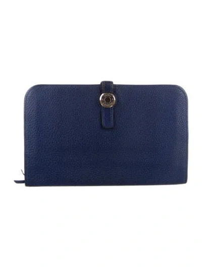 Pre-owned Hermes Dogon Duo Combined Wallet In Blue