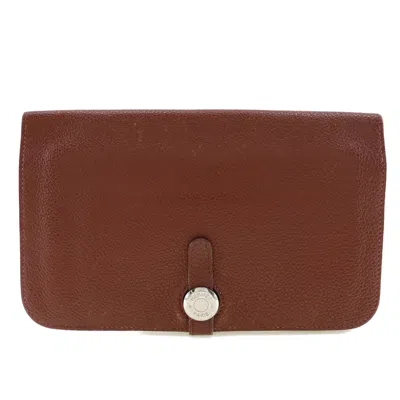 Pre-owned Hermes Dogon Duo Combined Wallet Leather Burgundy Leather Wallets Accessory ()