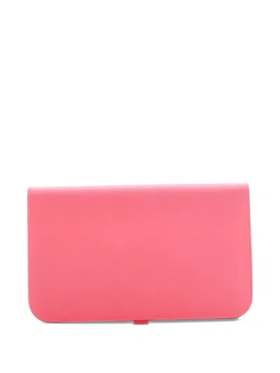 Pre-owned Hermes Dogon Duo Combined Wallet Leather Small Wallets In Pink