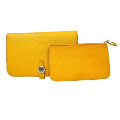 Pre-owned Hermes Dogon Duo Combined Wallet Leather Yellow Leather Wallets Accessory ()