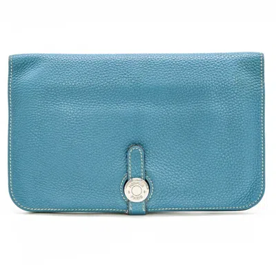 Pre-owned Hermes Dogon Duo Etain Etoupe Gray Grayish Togo Leather Long Wallet (bi-fold) ()