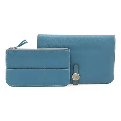 Pre-owned Hermes Dogon Duo Togo Leather Long Wallet (bi-fold) () In Multi