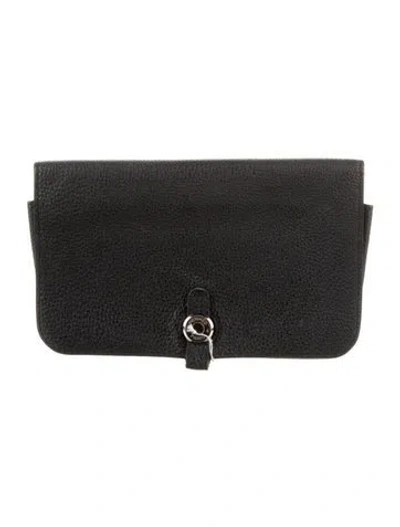 Pre-owned Hermes Dogon Duo Wallet In Black