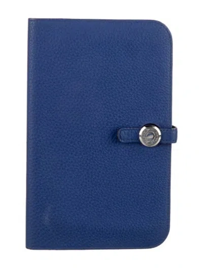Pre-owned Hermes Dogon Duo Wallet In Blue