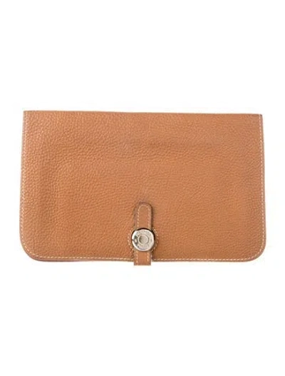 Pre-owned Hermes Dogon Duo Wallet In Brown
