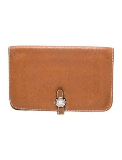 Pre-owned Hermes Dogon Duo Wallet In Brown