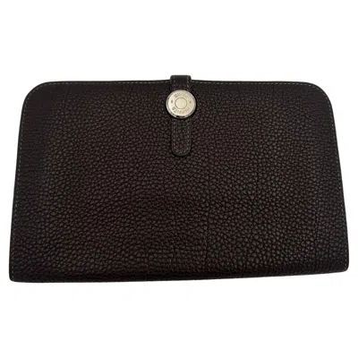Pre-owned Hermes Hermès Dogon Duo Wallet Brown Leather 2006