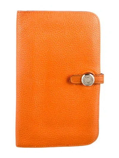 Pre-owned Hermes Dogon Duo Wallet In Orange