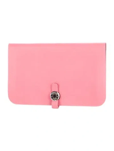Pre-owned Hermes Dogon Duo Wallet In Pink