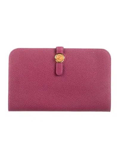 Pre-owned Hermes Dogon Duo Wallet In Pink
