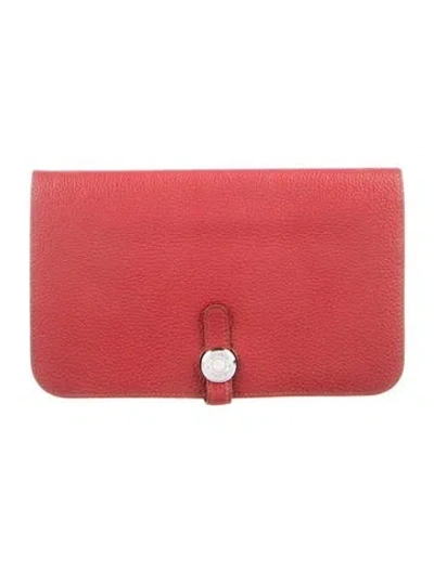 Pre-owned Hermes Dogon Duo Wallet In Red