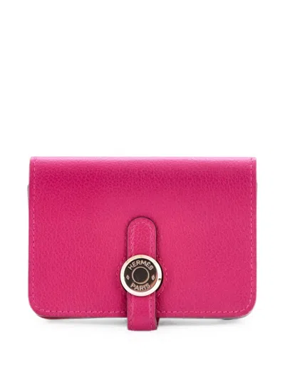 Pre-owned Hermes Dogon Evercolor Card Holder In Pink