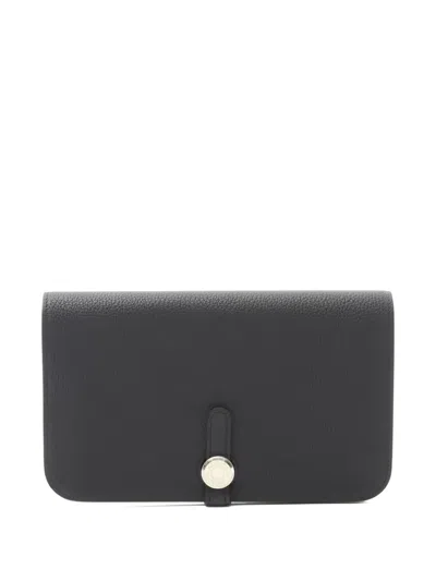 Pre-owned Hermes Dogon Gm Wallet In Black